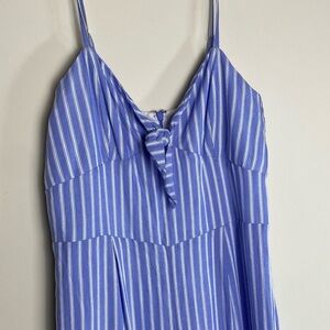 J Crew Jumpsuit Womens 8 Blue Striped Pants One Piece EUC